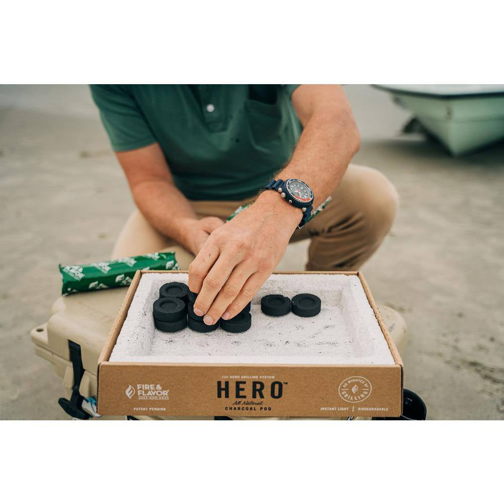HERO Charcoal Briquets, 8 Sleeves, 96 Briquets