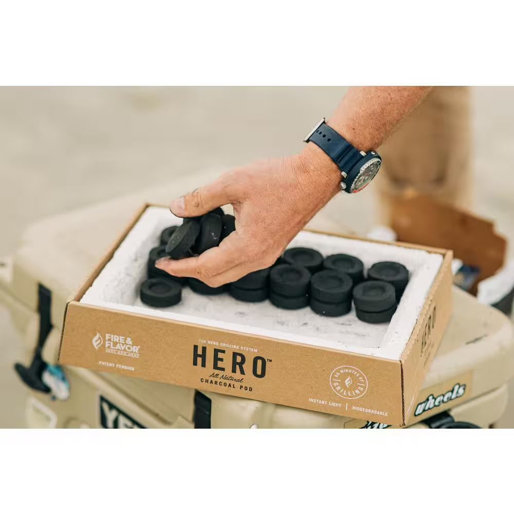 HERO Charcoal Briquets, 8 Sleeves, 96 Briquets