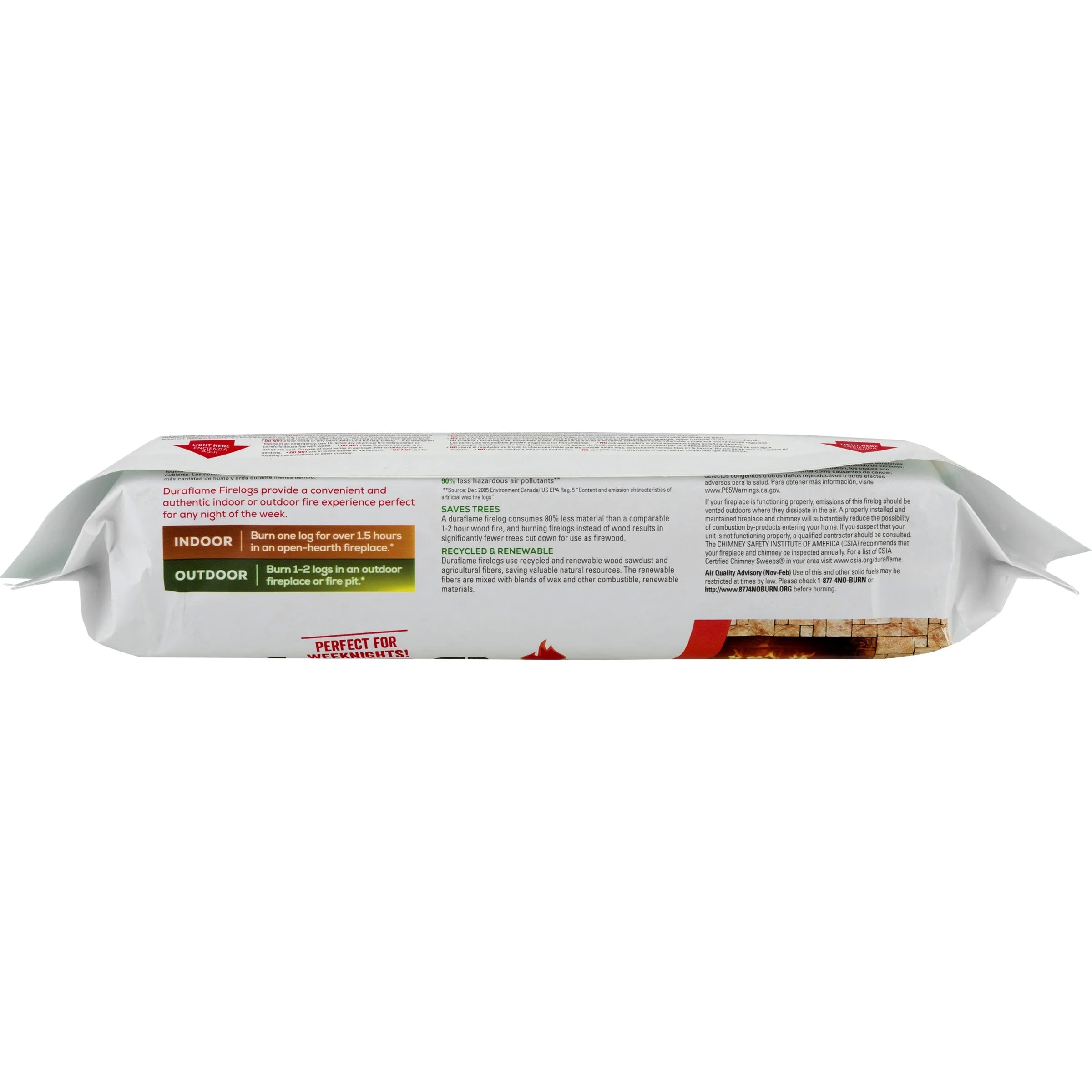 2.5 Lb Firelog for Fireplaces and Fire Pits, Burns over 1.5-Hrs , One (1) Firelog