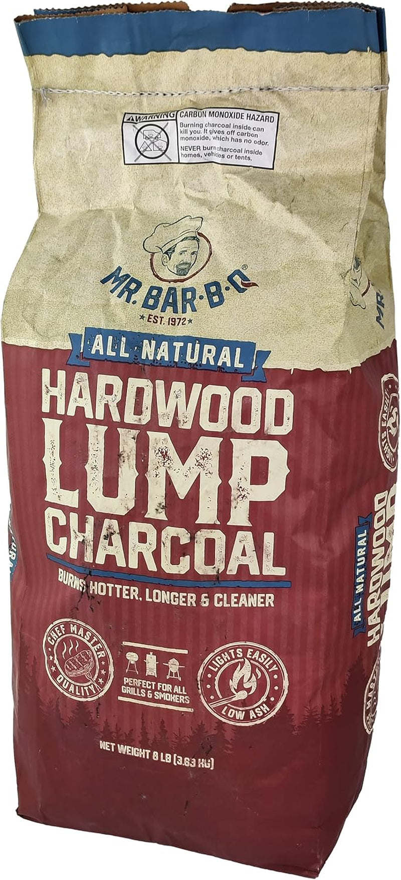 8 LB. All Natural Hardwood Lump Charcoal by  - Premium Natural Charcoal for Grilling, BBQ, Smoking, Kamado & Kettle Grills - Burns Hotter & Longer - Smoky Flavor, Low Ash & Easy to Light
