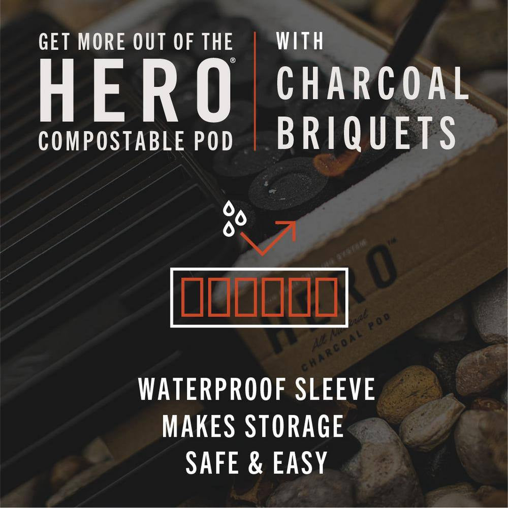HERO Charcoal Briquets, 8 Sleeves, 96 Briquets