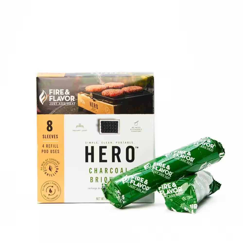 HERO Charcoal Briquets, 8 Sleeves, 96 Briquets