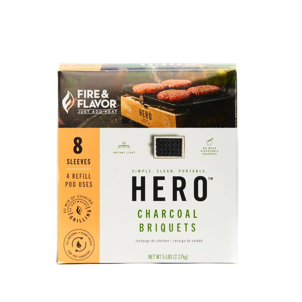 HERO Charcoal Briquets, 8 Sleeves, 96 Briquets