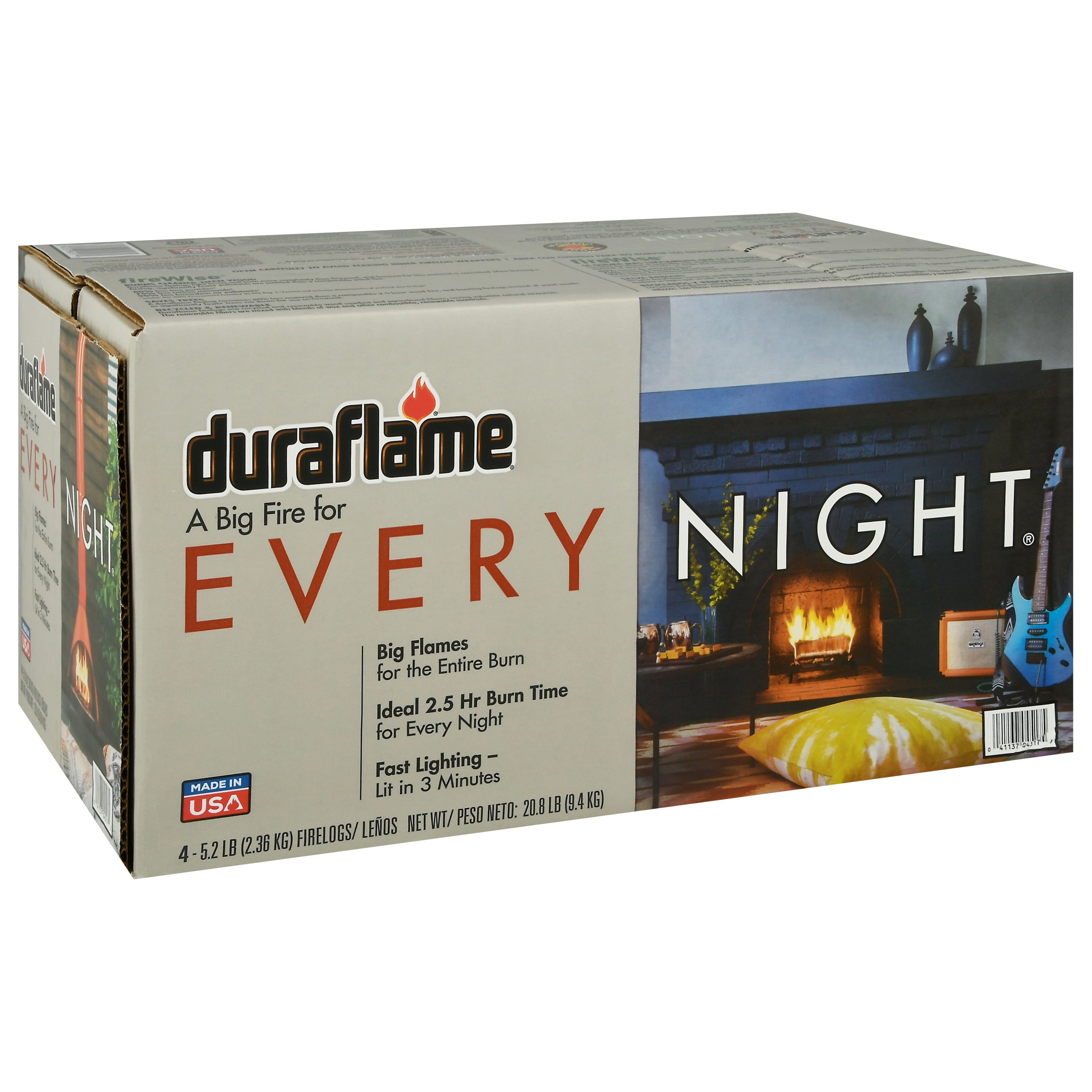 Every Night 5.2 Lb Firelogs, 4 Logs per Case, 2.5 Hour Large Fire