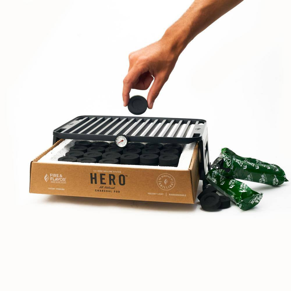 HERO Charcoal Briquets, 8 Sleeves, 96 Briquets