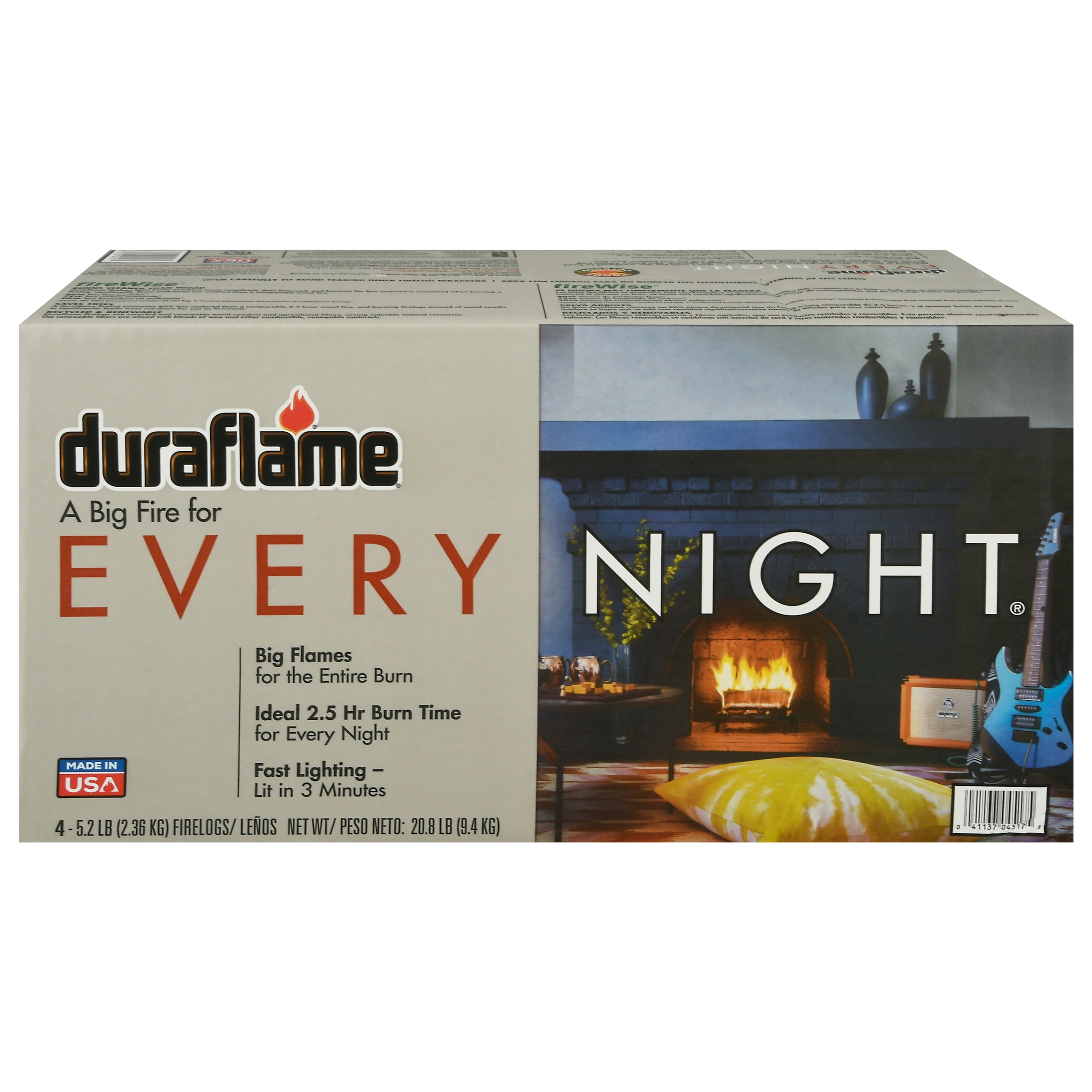 Every Night 5.2 Lb Firelogs, 4 Logs per Case, 2.5 Hour Large Fire